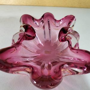 Vintage Murano pink glass ashtray